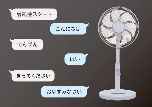 コトバdeファン | 日本初。音声で操作できるDCリビング扇風機 | ユアサ